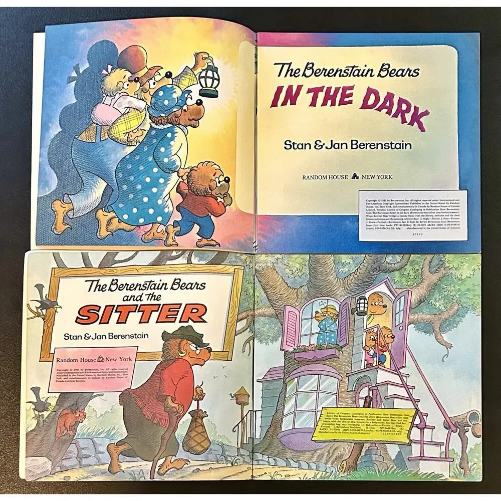 Vintage 1981 & 1982- The Berenstain Bears Book Lot - In The Dark & Sitter